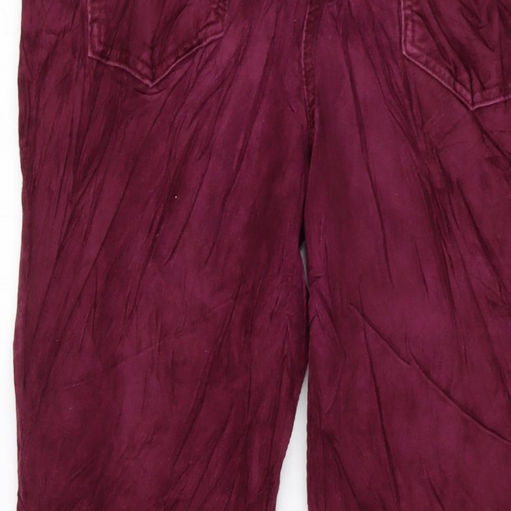 Marks and Spencer Womens Purple Cotton Trousers Size 16 L30 in Regular Button