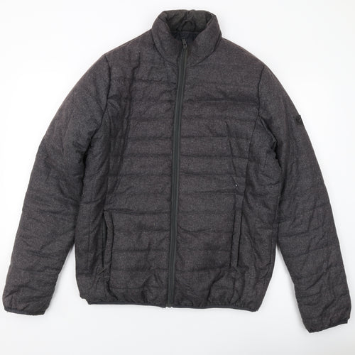 Brave Soul Mens Grey Puffer Jacket Jacket Size M Zip