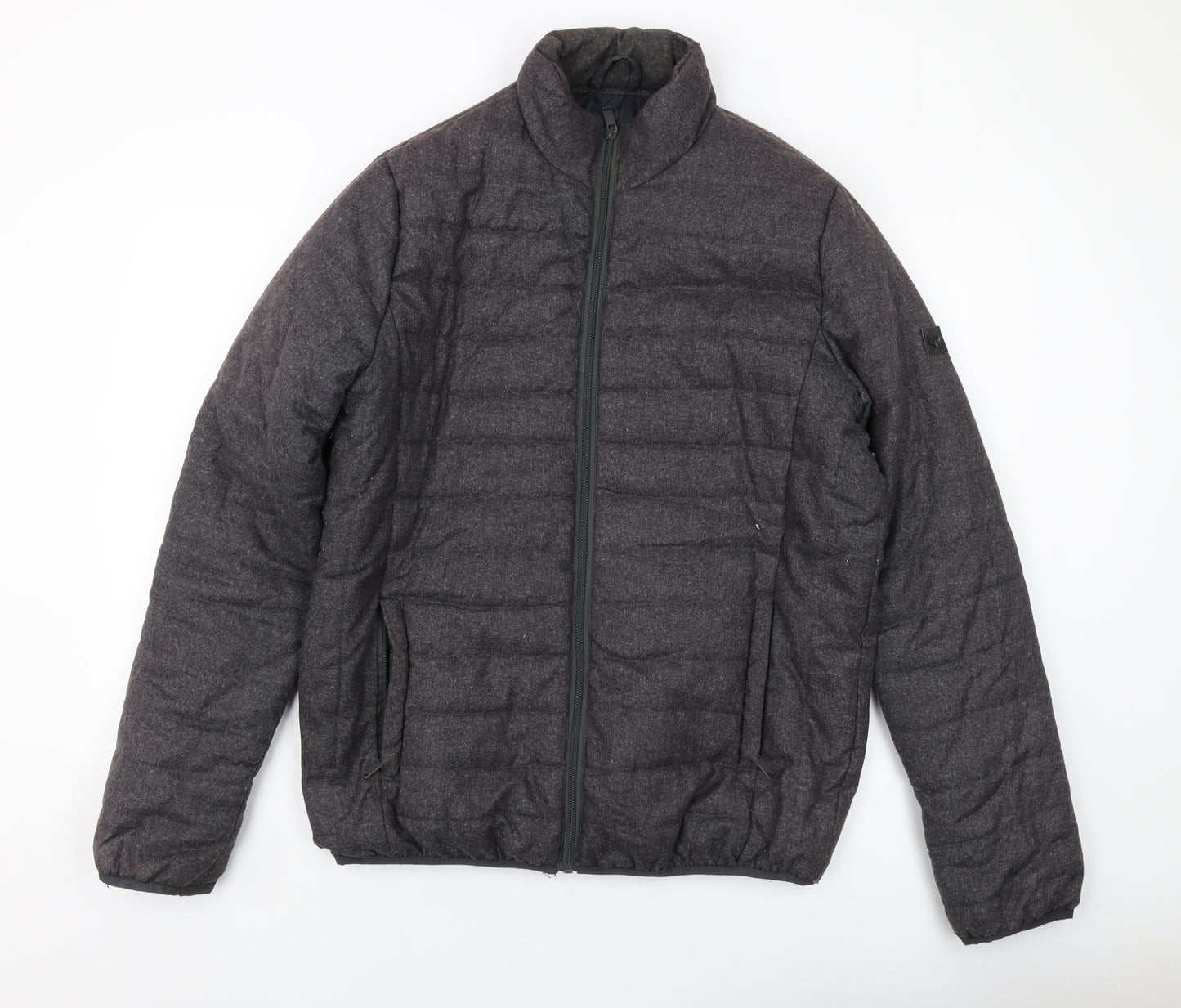 Brave Soul Mens Grey Puffer Jacket Jacket Size M Zip