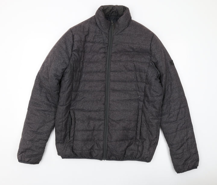 Brave Soul Mens Grey Puffer Jacket Jacket Size M Zip
