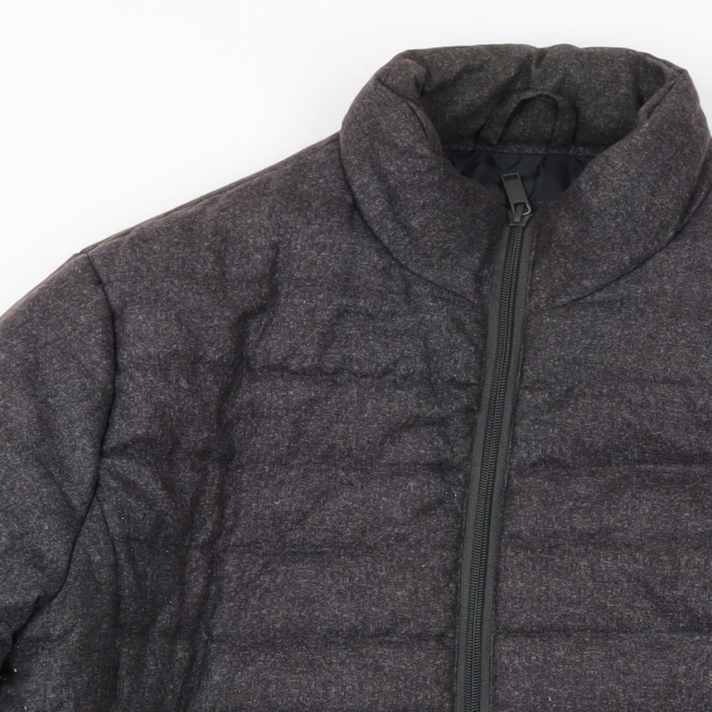 Brave Soul Mens Grey Puffer Jacket Jacket Size M Zip