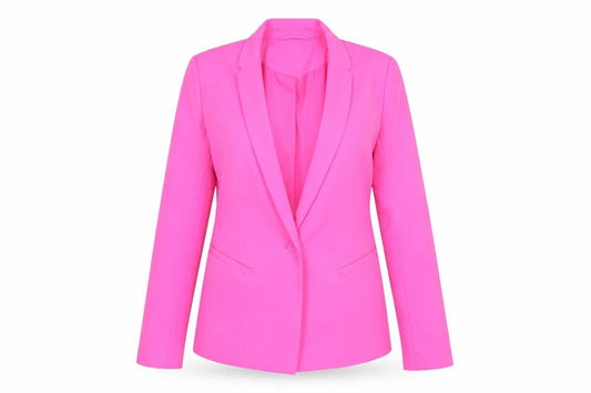 Front view of Oasis women’s pink jacket, size UK 8, button