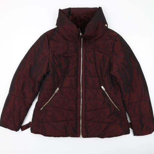 NEXT Womens Red Puffer Jacket Jacket Size 16 Zip