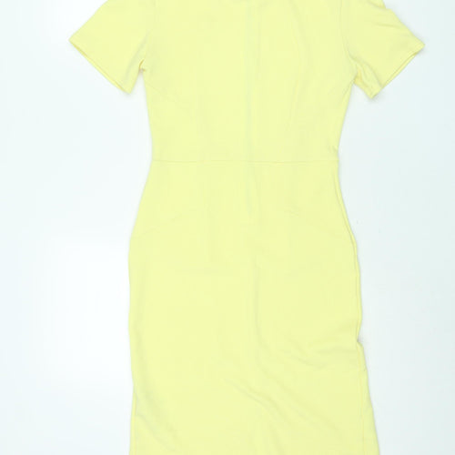 Therapy Womens Yellow Polyester Shift Size 10 Round Neck Zip