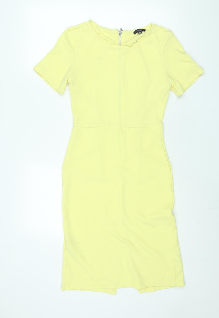 Therapy Womens Yellow Polyester Shift Size 10 Round Neck Zip