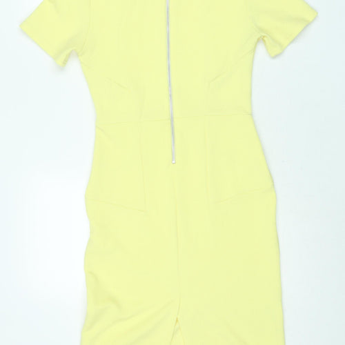Therapy Womens Yellow Polyester Shift Size 10 Round Neck Zip