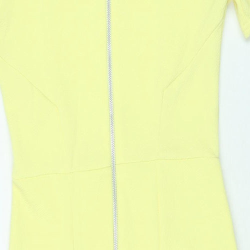 Therapy Womens Yellow Polyester Shift Size 10 Round Neck Zip