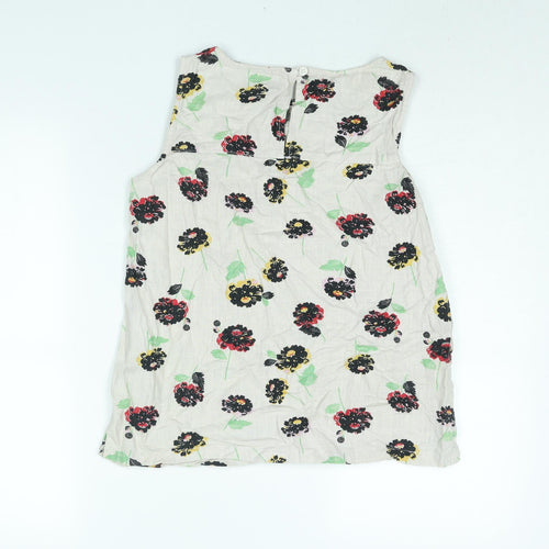 NEXT Womens Beige Floral Linen Camisole Blouse Size 10 Round Neck