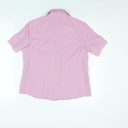 EWM Womens Pink Polyester Basic Blouse Size 12 Collared - Embroidered Detail