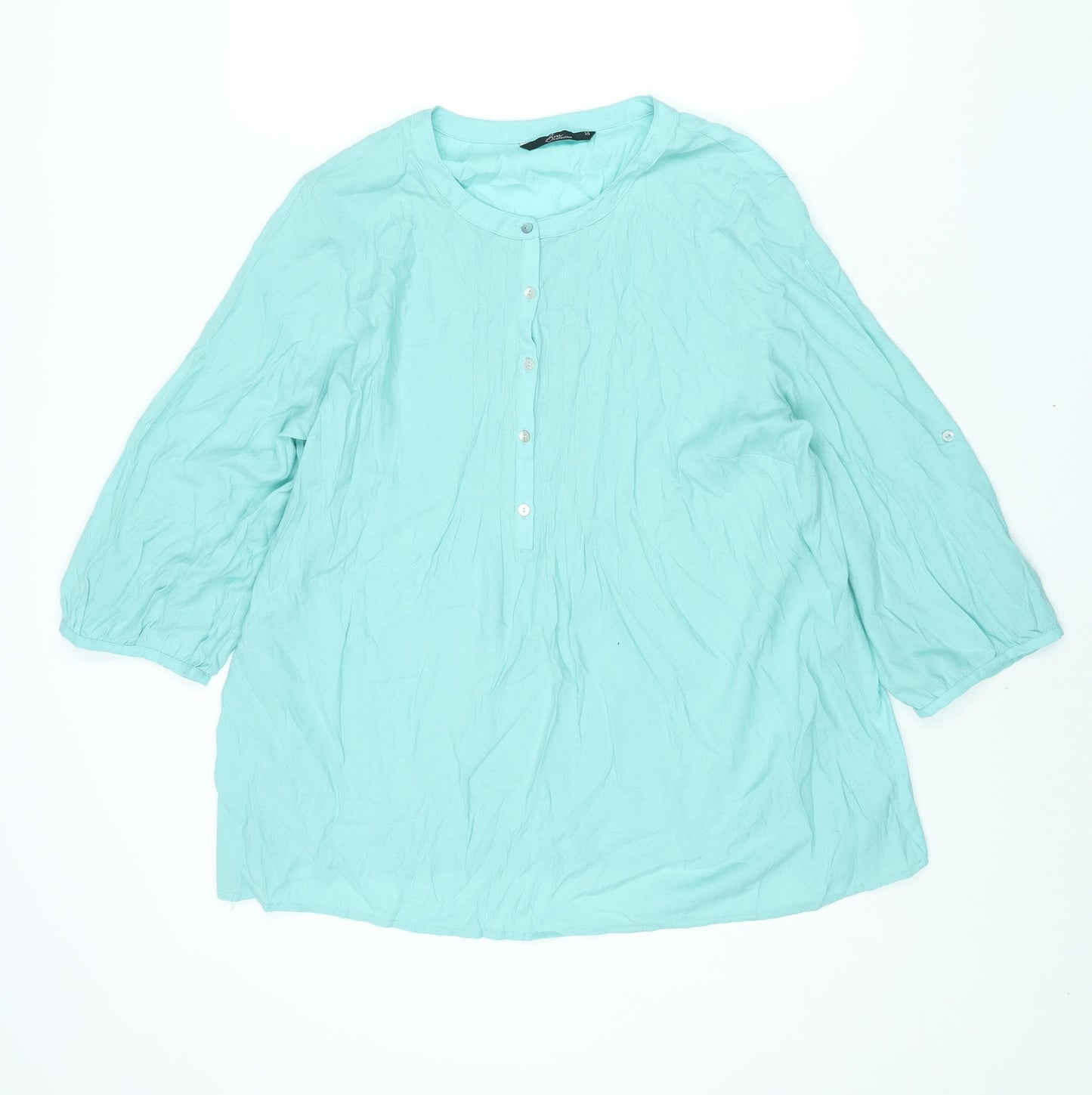 Bonmarché Womens Blue Viscose Basic Blouse Size 20 Round Neck