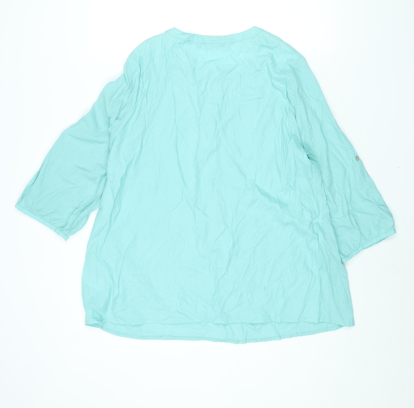 Bonmarché Womens Blue Viscose Basic Blouse Size 20 Round Neck