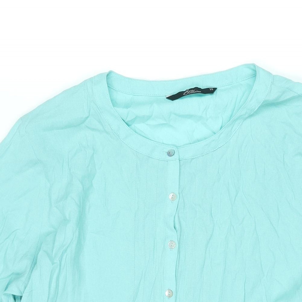 Bonmarché Womens Blue Viscose Basic Blouse Size 20 Round Neck