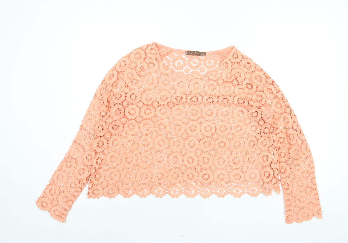 Jolie Moi Womens Pink Cotton Basic Blouse Size M Round Neck - Size M-L