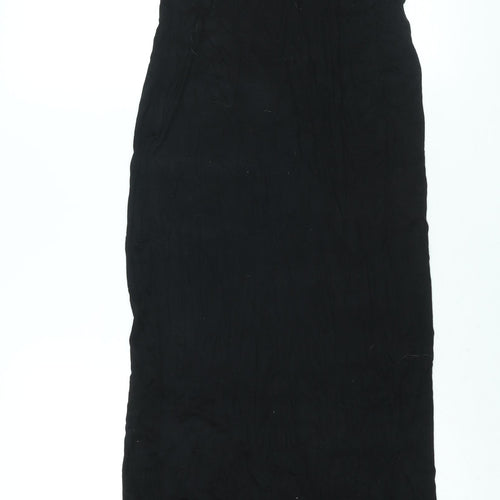 PRETTYLITTLETHING Womens Black Viscose Maxi Size 10 Round Neck Pullover - Back Slit