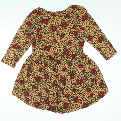 Simply Be Womens Multicoloured Geometric Viscose Tunic Blouse Size 12 Scoop Neck - Leopard Floral Print Smocked
