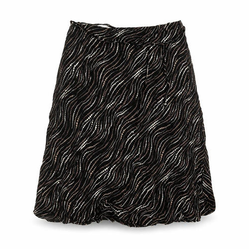 Marks and Spencer Womens Black Geometric Viscose A-Line Skirt Size 14 - Belted