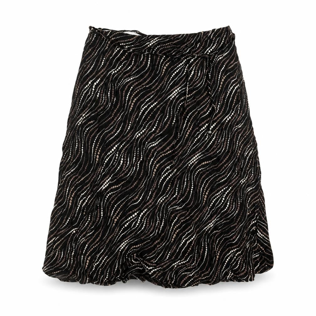 Marks and Spencer Womens Black Geometric Viscose A-Line Skirt Size 14 - Belted