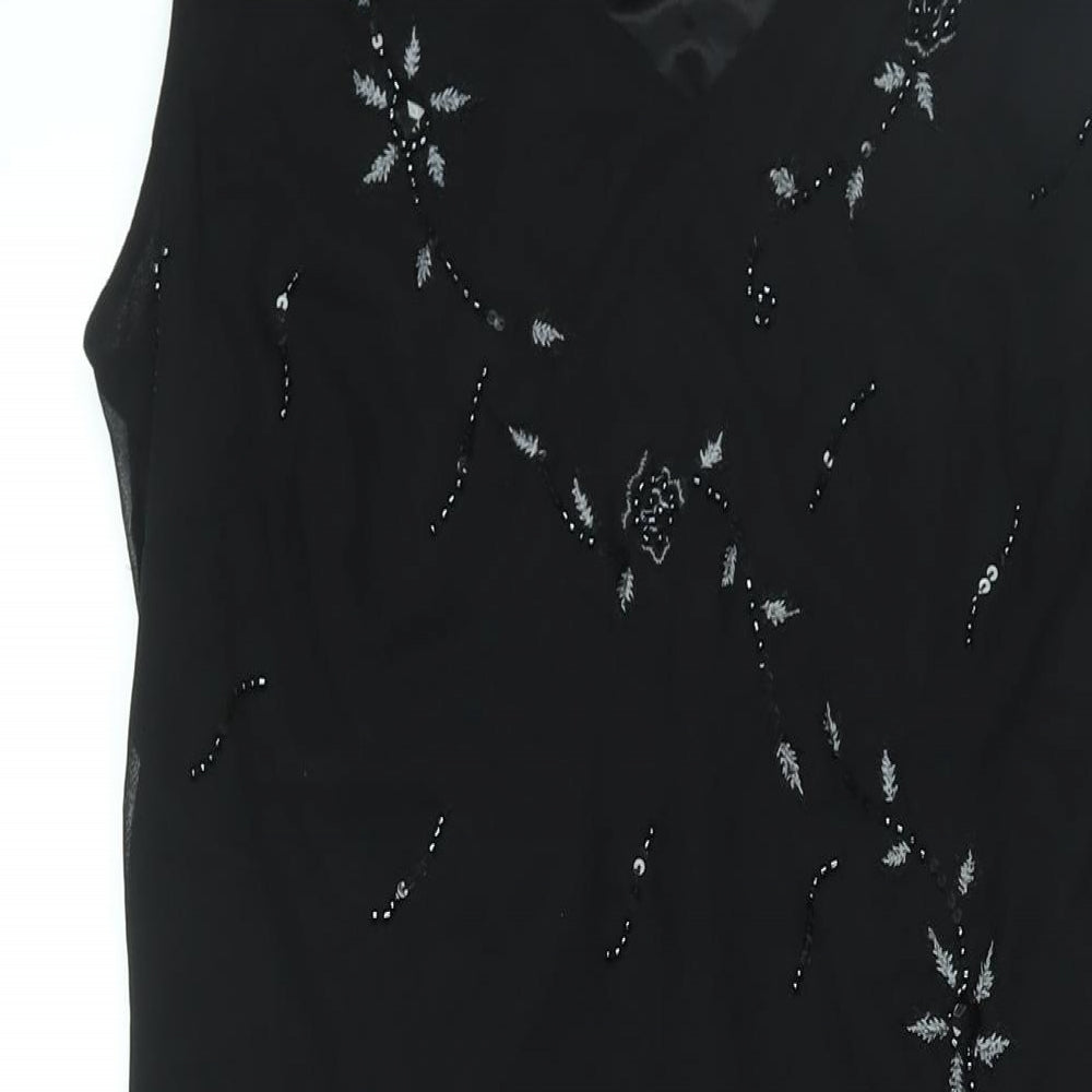 Klass Womens Black Polyester Maxi Size 18 V-Neck Pullover - Beaded