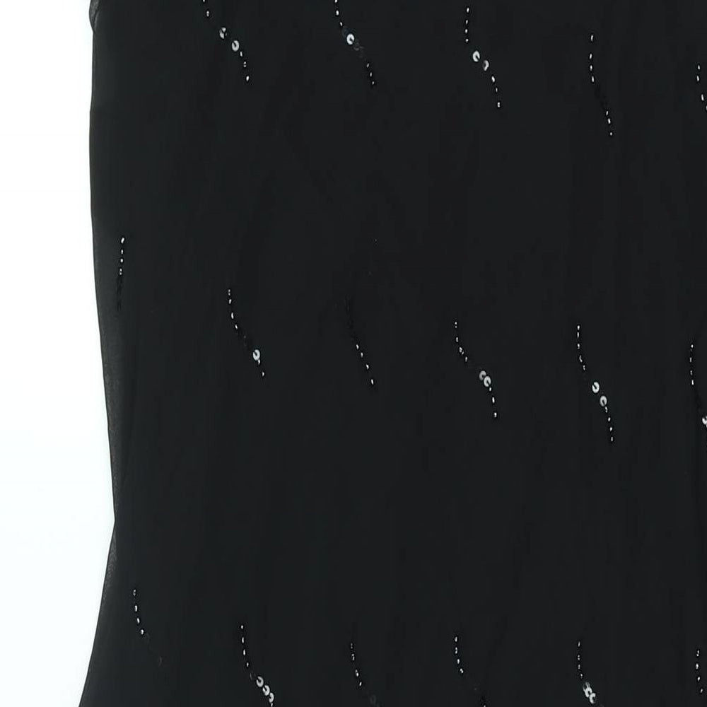 Klass Womens Black Polyester Maxi Size 18 V-Neck Pullover - Beaded