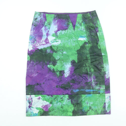 Bimba & Lola Womens Multicoloured Geometric Cotton Straight & Pencil Skirt Size 8 Zip