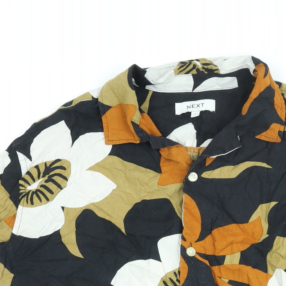 NEXT Mens Multicoloured Floral Cotton Button-Up Size L Collared Button