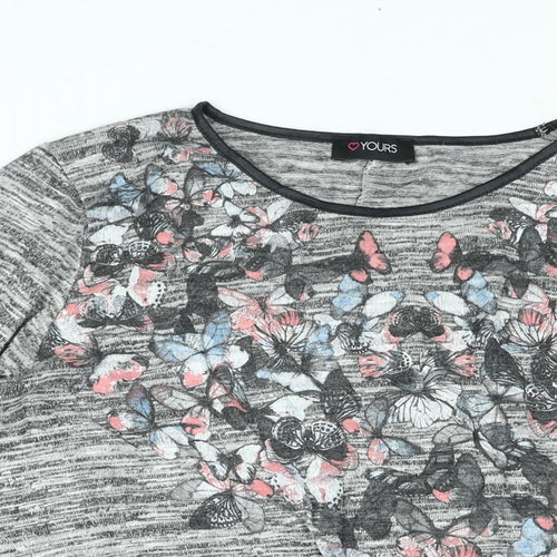 Yours Womens Grey Round Neck Polyester Pullover Jumper Size 22 - Floral Print Size 20-22