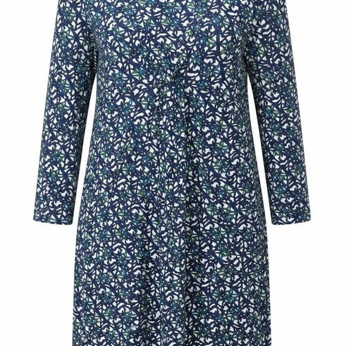 JoJo Maman Bébé Womens Blue Geometric Viscose Shift Size M V-Neck Pullover - Twist Detail