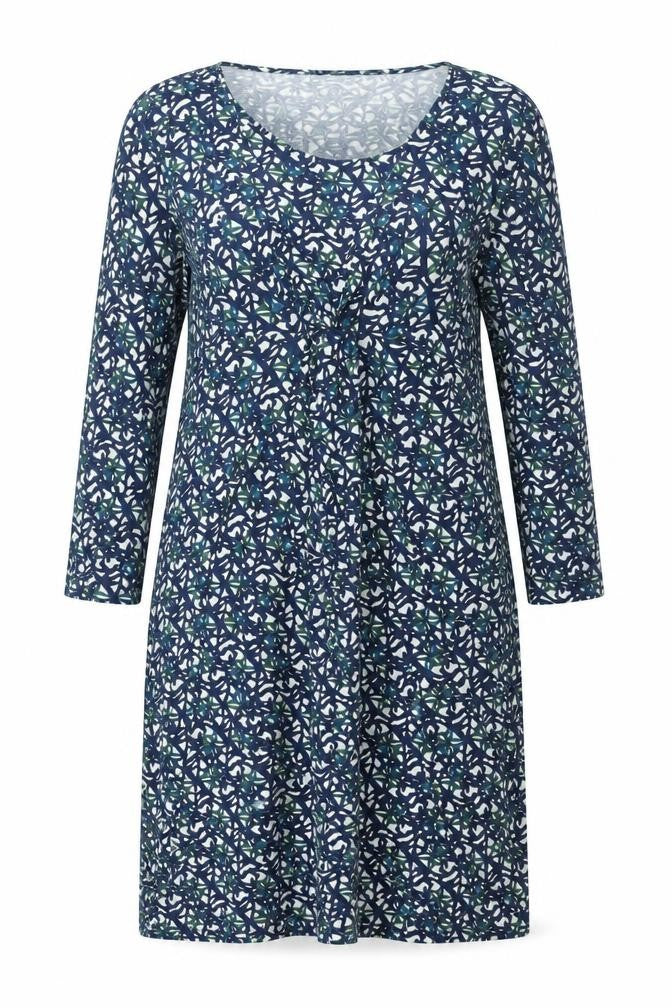 JoJo Maman Bébé Womens Blue Geometric Viscose Shift Size M V-Neck Pullover - Twist Detail