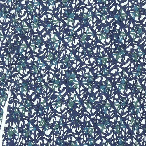 JoJo Maman Bébé Womens Blue Geometric Viscose Shift Size M V-Neck Pullover - Twist Detail