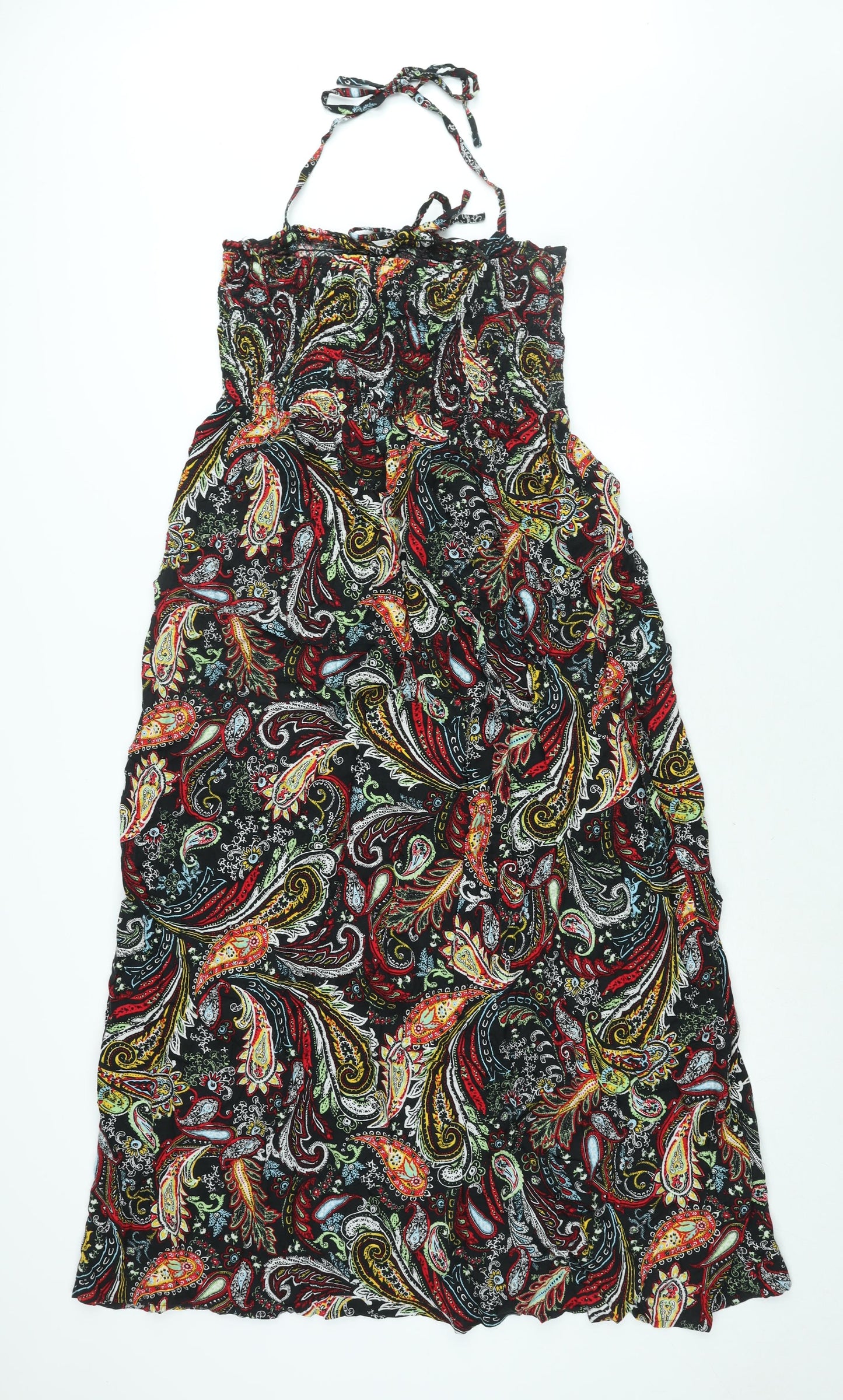 Marks and Spencer Womens Multicoloured Paisley Viscose Maxi Size 14 Halter Pullover