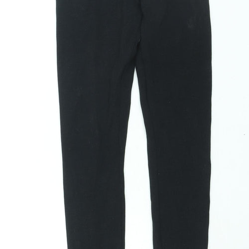 Zara Womens Black Polyester Cropped Leggings Size S L27 in - Ribbed