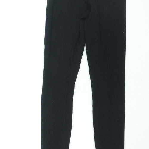 Zara Womens Black Polyester Cropped Leggings Size S L27 in - Ribbed