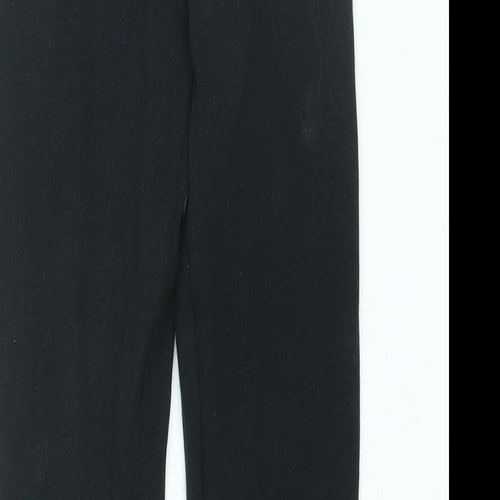 Zara Womens Black Polyester Cropped Leggings Size S L27 in - Ribbed
