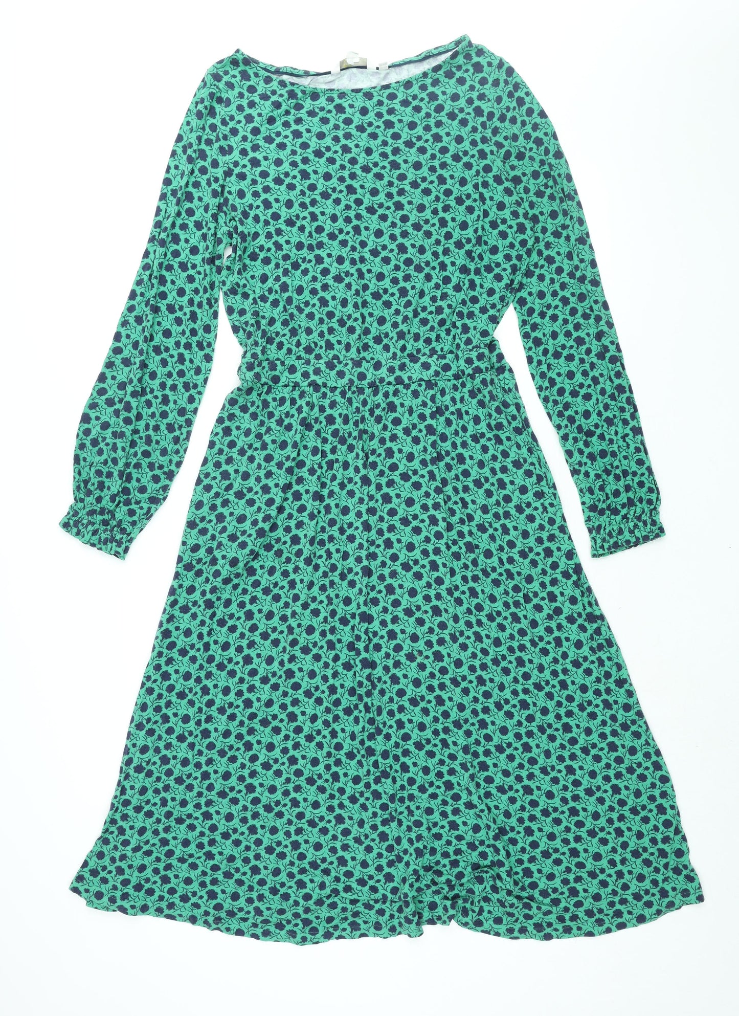 Boden Womens Green Floral Viscose Shift Size 10 Boat Neck Pullover