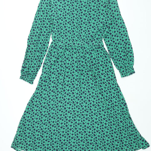 Boden Womens Green Floral Viscose Shift Size 10 Boat Neck Pullover