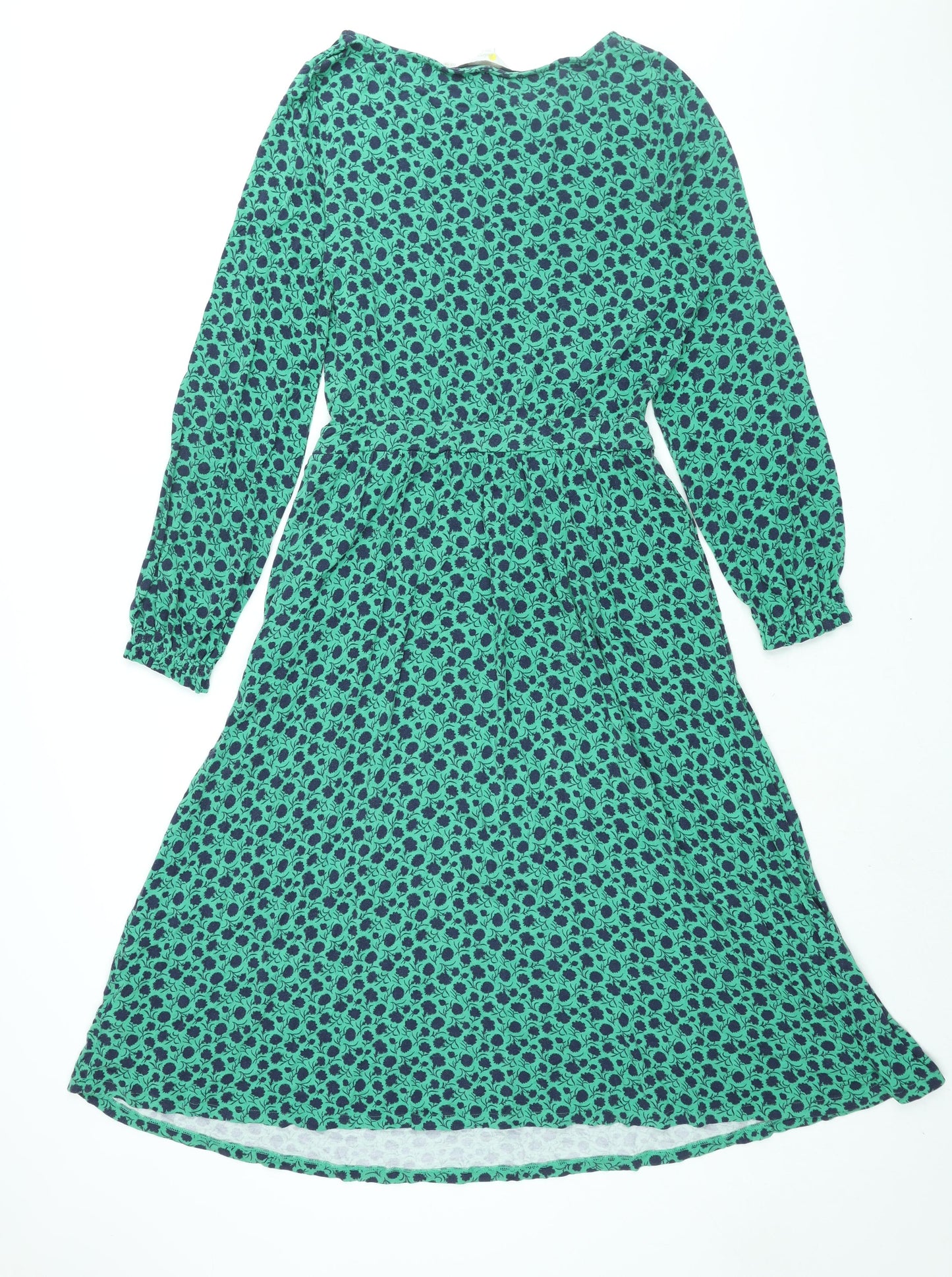 Boden Womens Green Floral Viscose Shift Size 10 Boat Neck Pullover