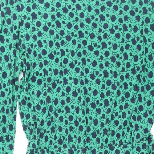 Boden Womens Green Floral Viscose Shift Size 10 Boat Neck Pullover