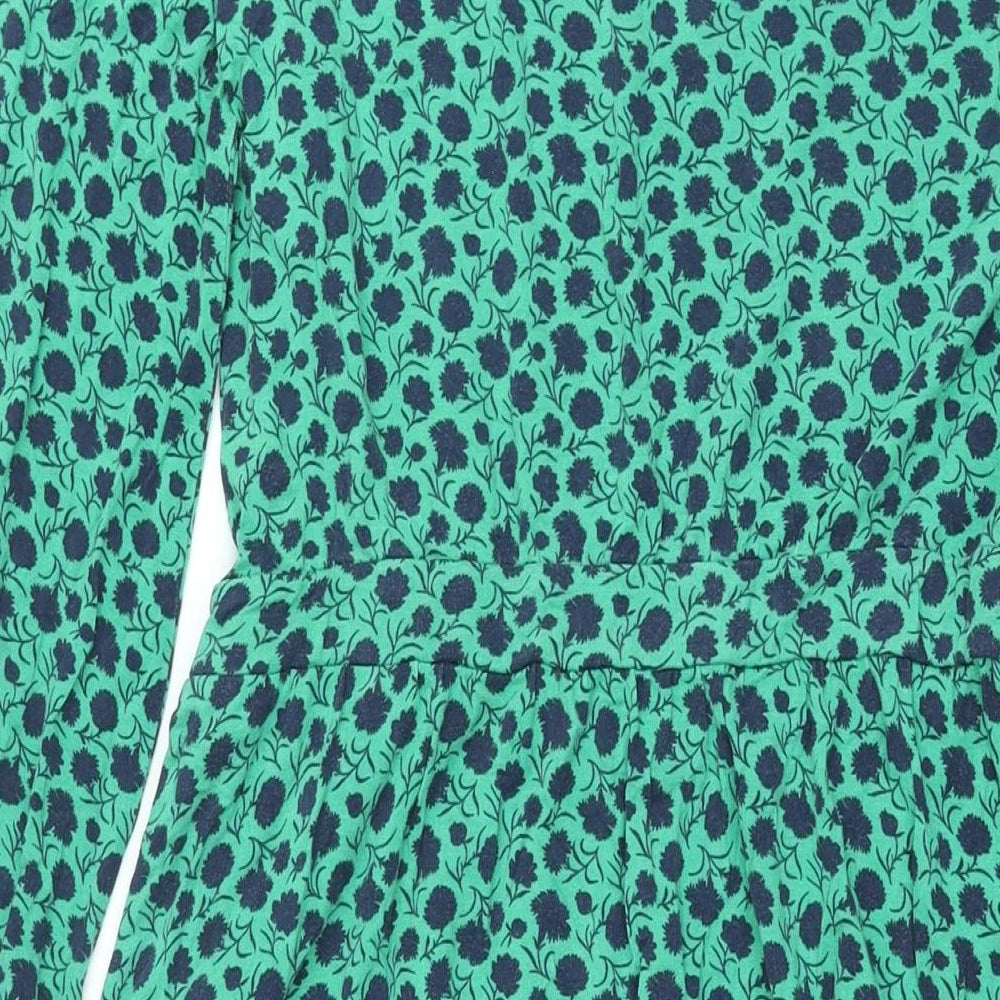 Boden Womens Green Floral Viscose Shift Size 10 Boat Neck Pullover