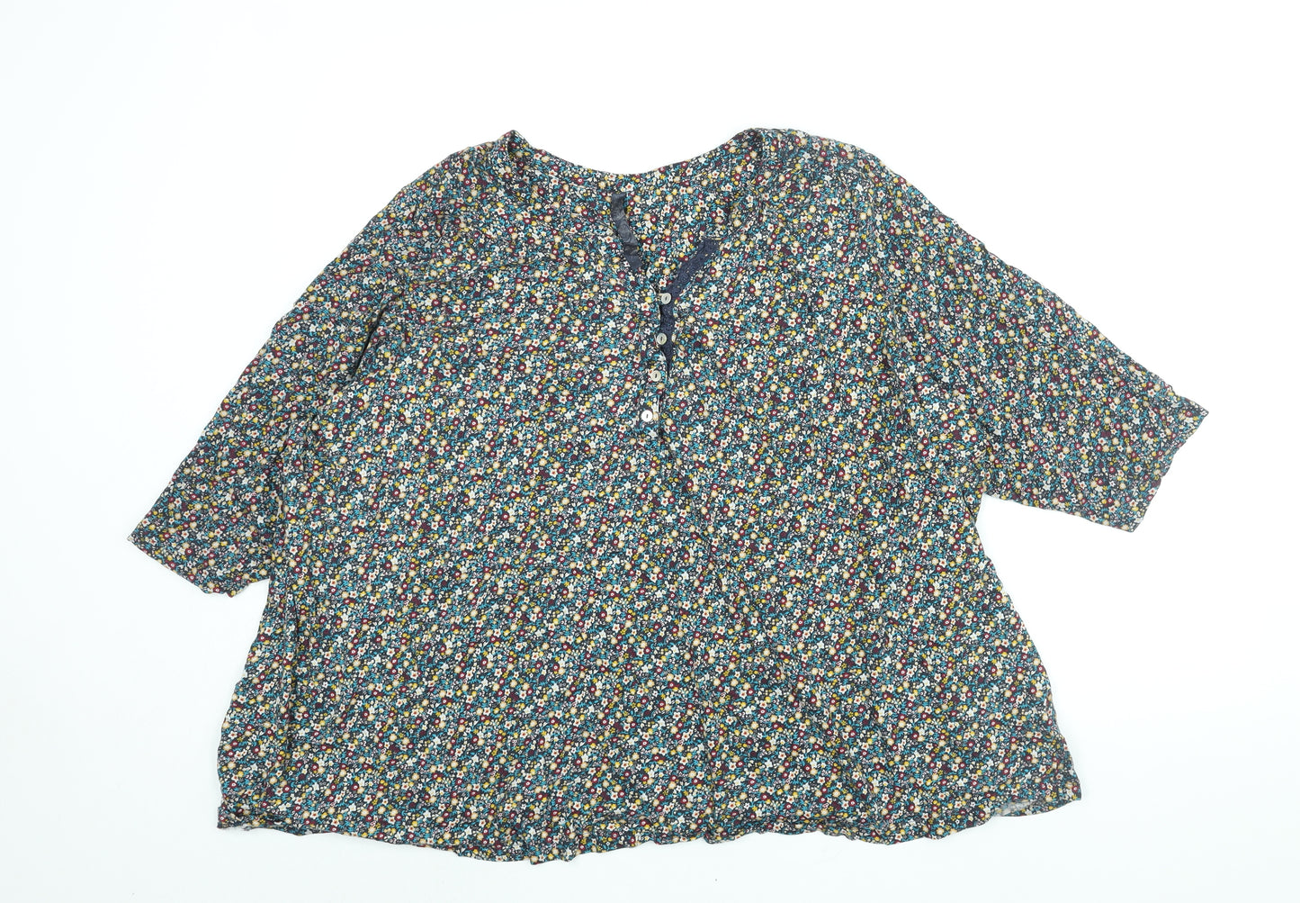 Arcadia Womens Multicoloured Geometric Viscose Basic Blouse Size 30 V-Neck - Size 30-32