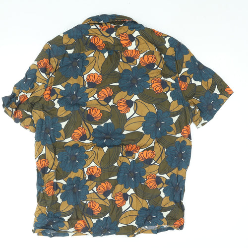 NEXT Mens Multicoloured Geometric Cotton Button-Up Size M Collared Button - Floral Print
