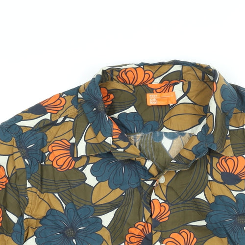 NEXT Mens Multicoloured Geometric Cotton Button-Up Size M Collared Button - Floral Print
