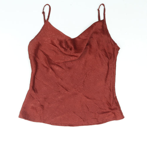PRETTYLITTLETHING Womens Red Polyester Camisole Blouse Size 10 Cowl Neck