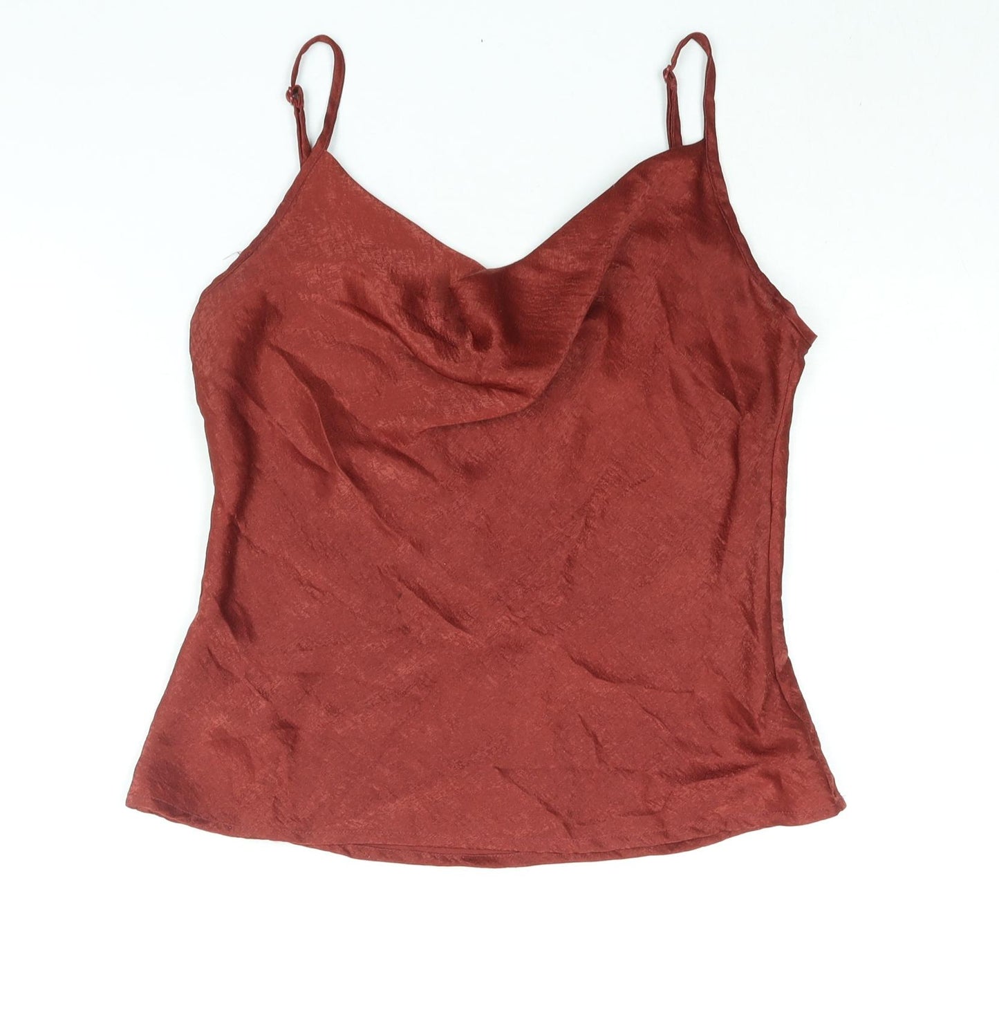 PRETTYLITTLETHING Womens Red Polyester Camisole Blouse Size 10 Cowl Neck