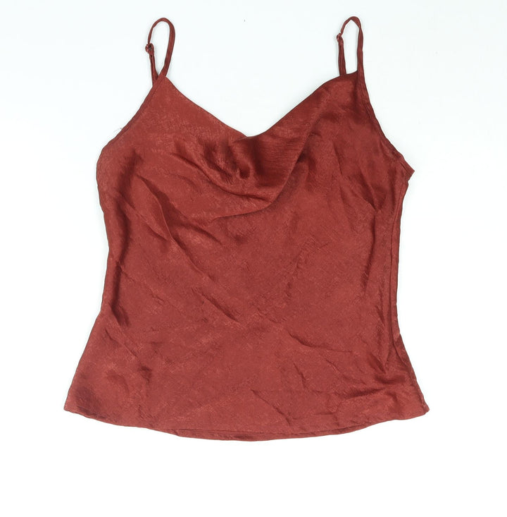 PRETTYLITTLETHING Womens Red Polyester Camisole Blouse Size 10 Cowl Neck