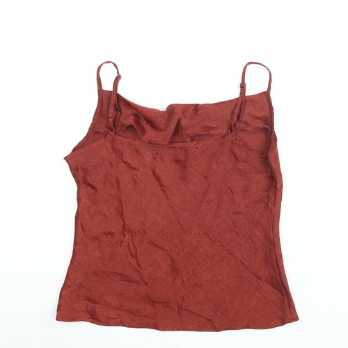 PRETTYLITTLETHING Womens Red Polyester Camisole Blouse Size 10 Cowl Neck
