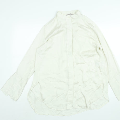 H&M Womens Ivory Polyester Tunic Blouse Size S Round Neck