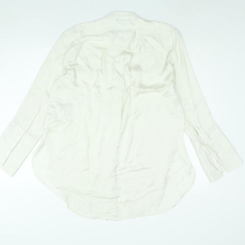 H&M Womens Ivory Polyester Tunic Blouse Size S Round Neck