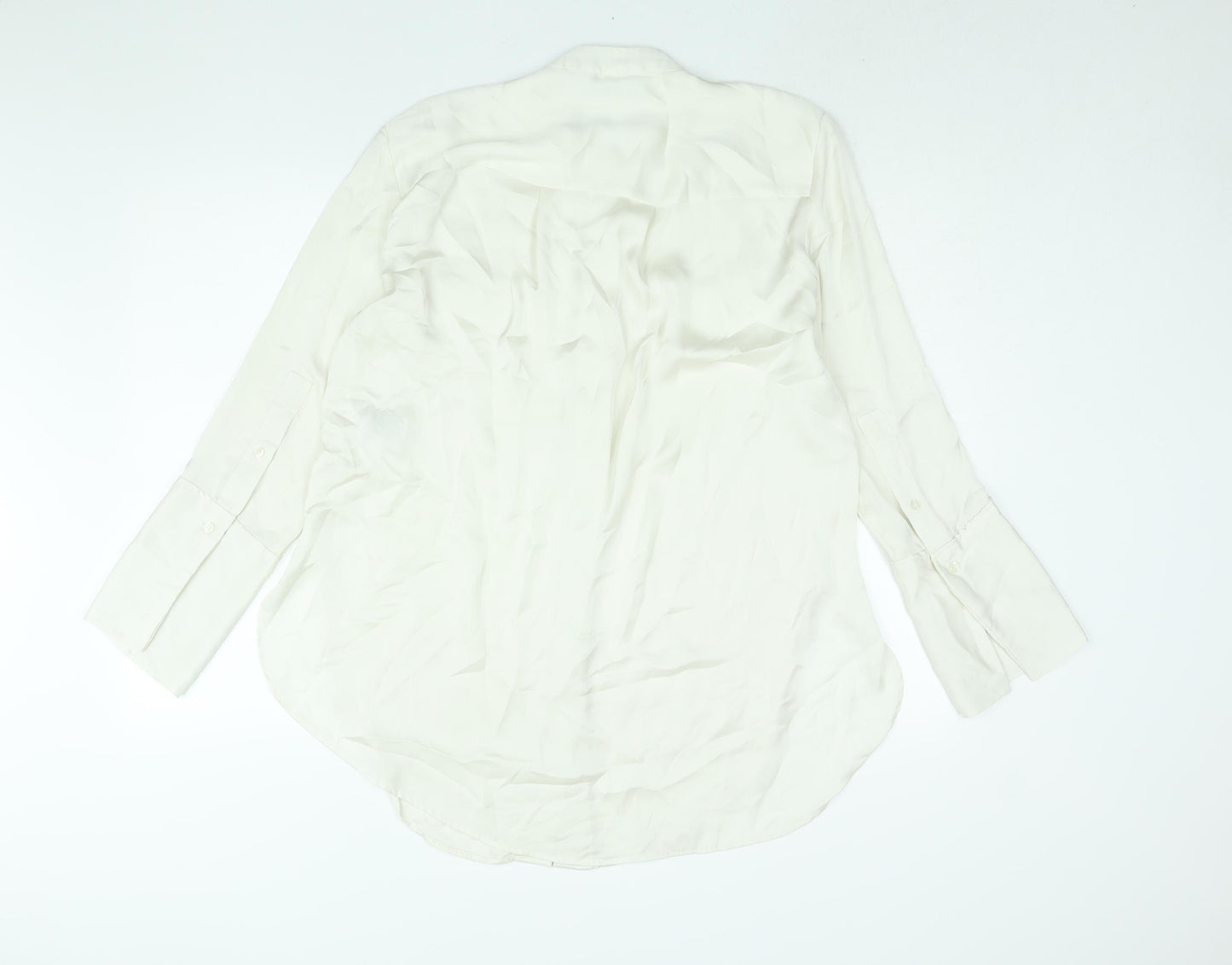 H&M Womens Ivory Polyester Tunic Blouse Size S Round Neck