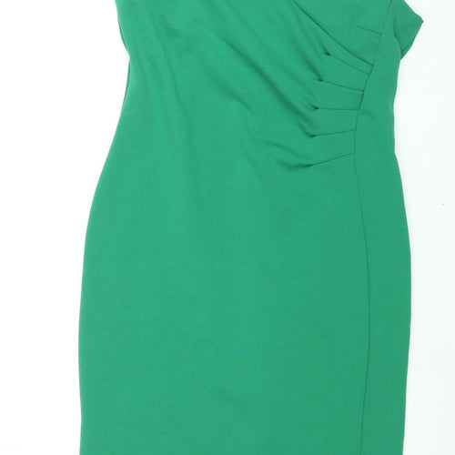 Marks and Spencer Womens Green Polyester Shift Size 16 V-Neck Pullover - Rouched