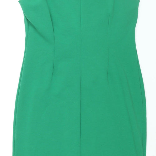 Marks and Spencer Womens Green Polyester Shift Size 16 V-Neck Pullover - Rouched